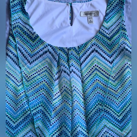 blue & green sheer summer sleeveless blouse with liner, medium | Dressbarn - Picture 9 of 9